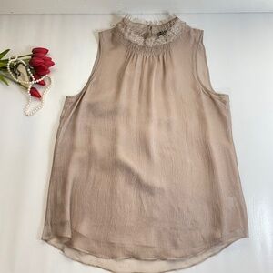 Theory Metallic Silk Sleeveless Women Top Medium Quiet Luxury Coquette Feminine